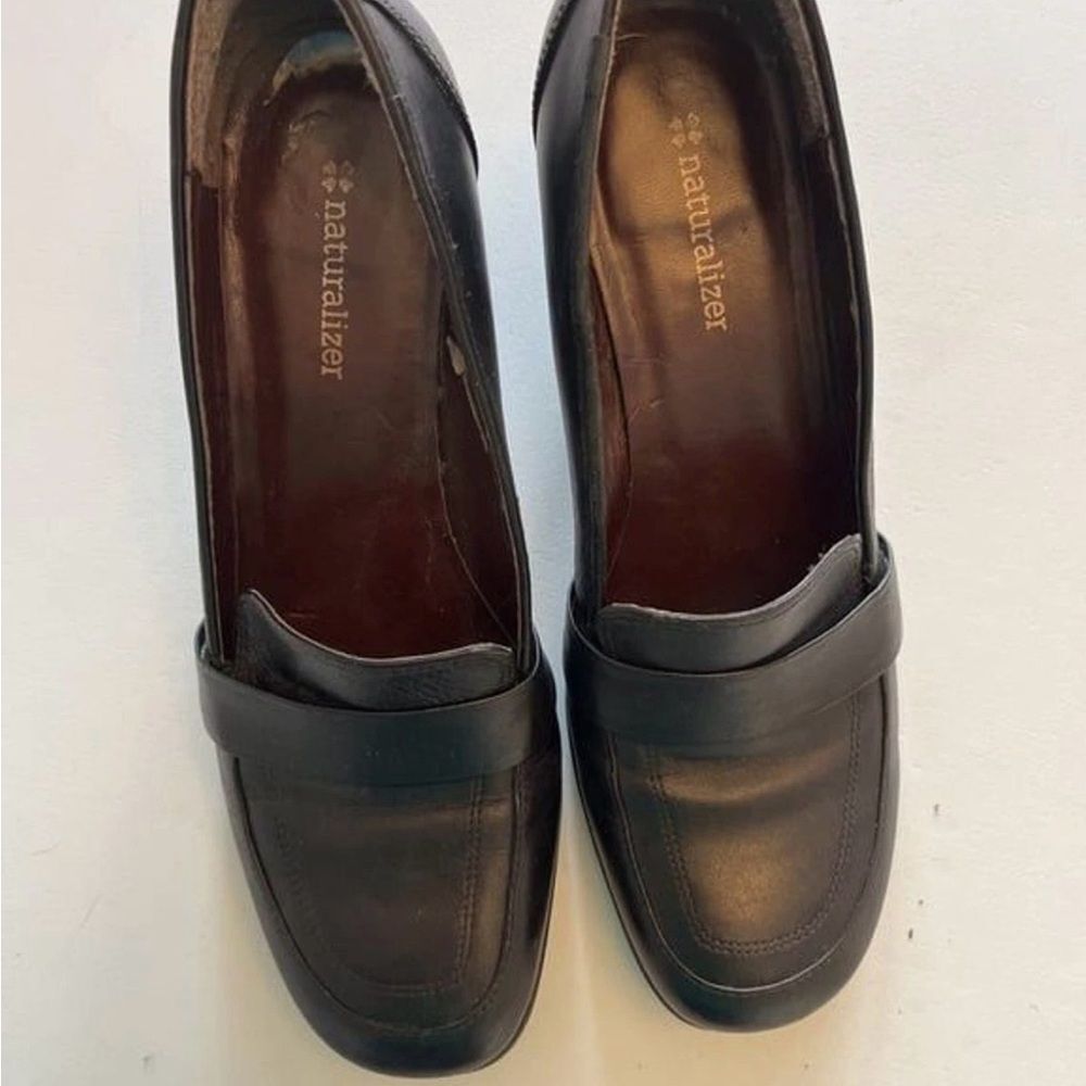 Naturalizer Leather Heeled Women’s 7.5 Slip-On Comfort Dress Shoes Black Classic